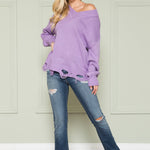 Loose Knit Distressed Hem Sweater - DressbarnSweatshirts & Hoodies