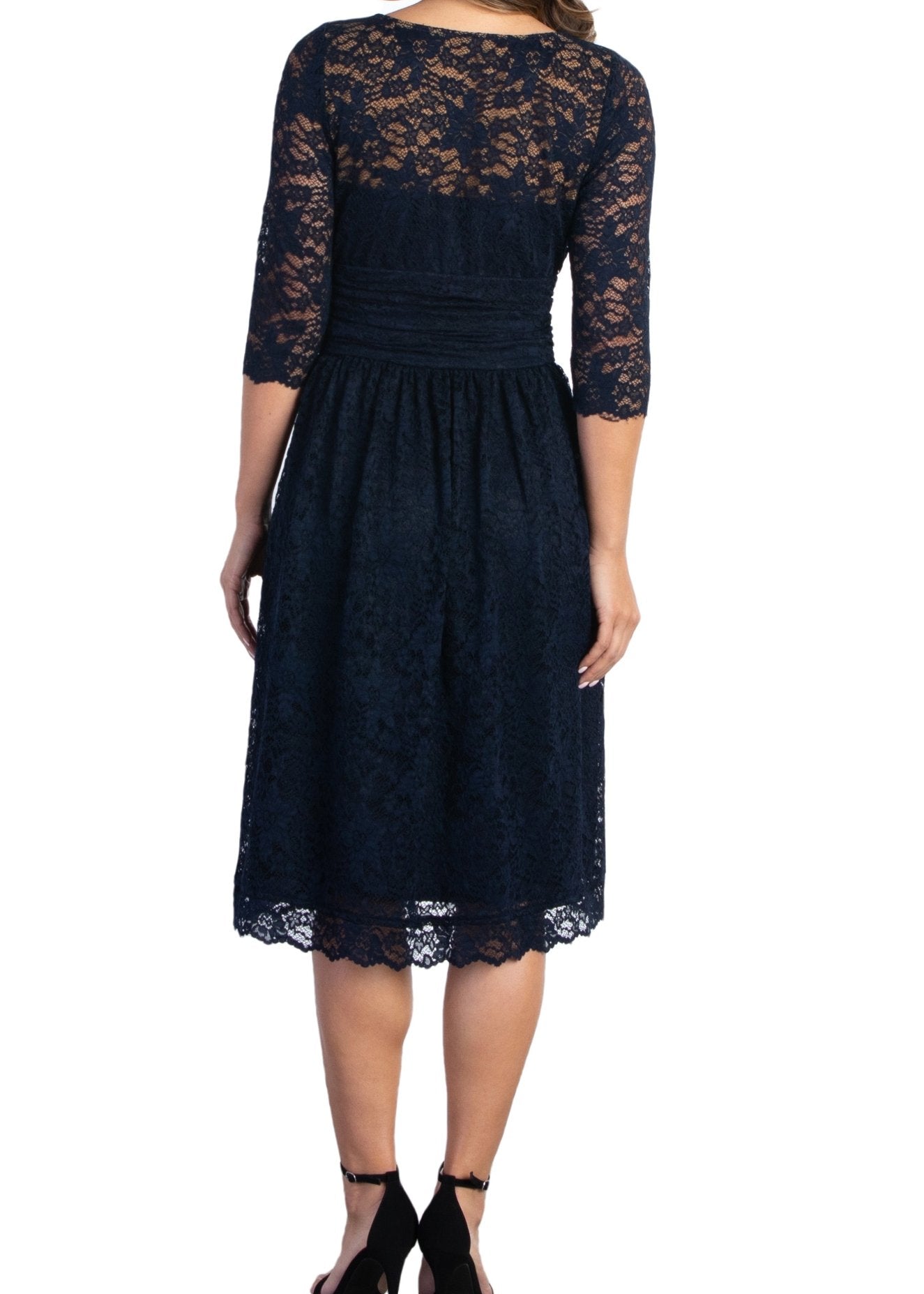 Kiyonna Women's Luna Lace Cocktail Midi Dress - Indigo Blue Kiyonna Women's Luna Lace Cocktail Midi Dress - Indigo Blue