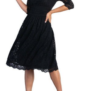 LUNA LACE HALTER MINI DRESS - BLACK