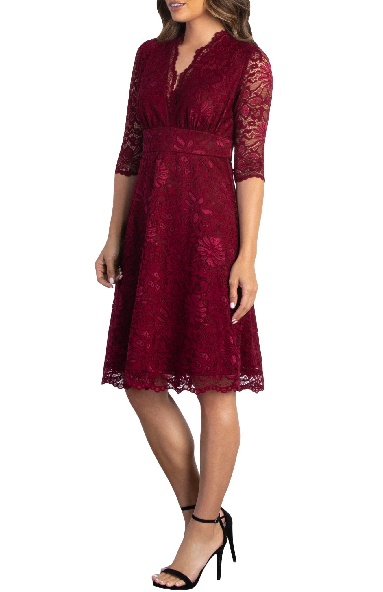 Kiyonna Women's Mademoiselle Lace Cocktail Dress with Sleeves