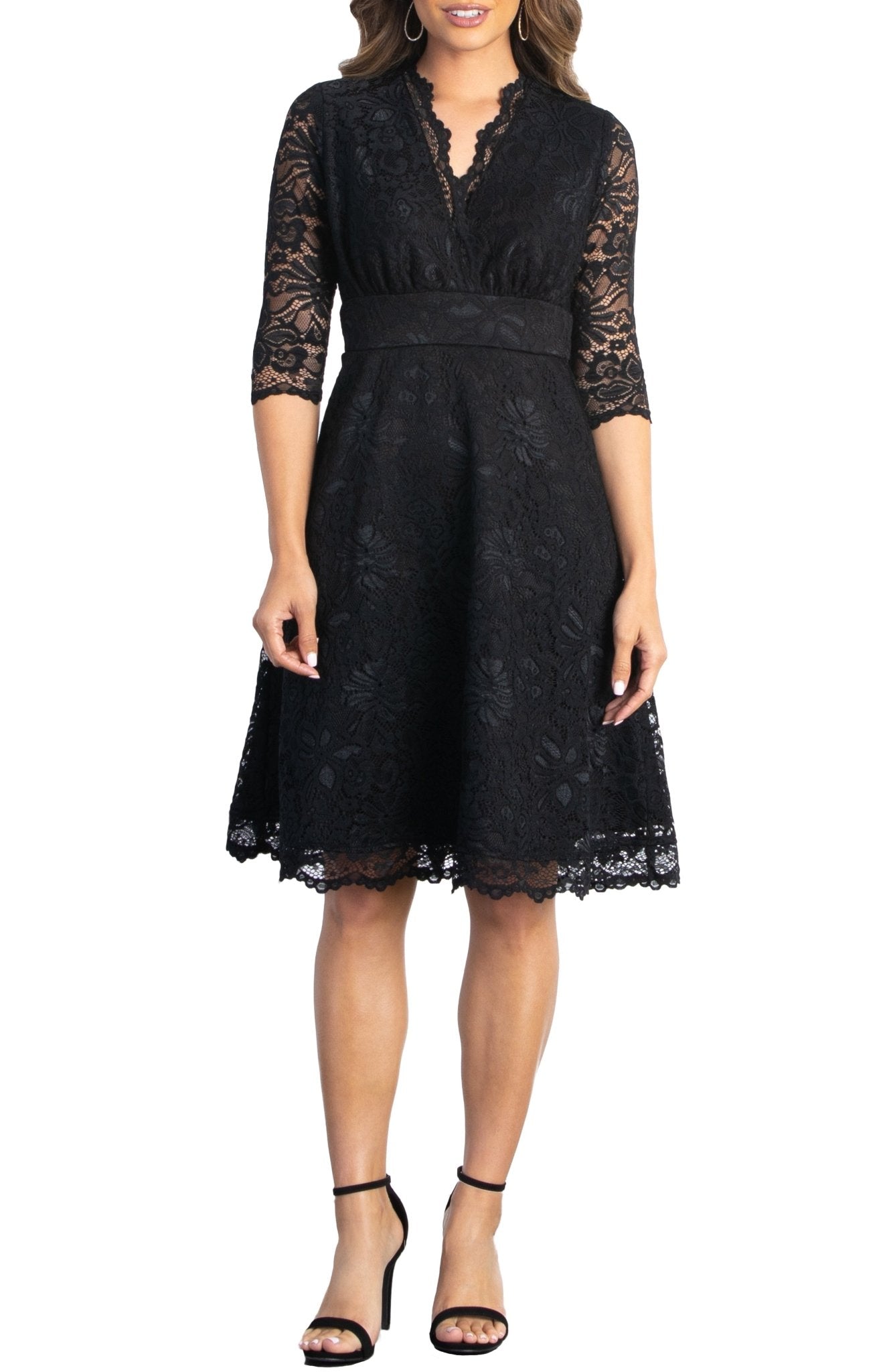 Kiyonna Women's Mademoiselle Lace Cocktail Dress with Sleeves