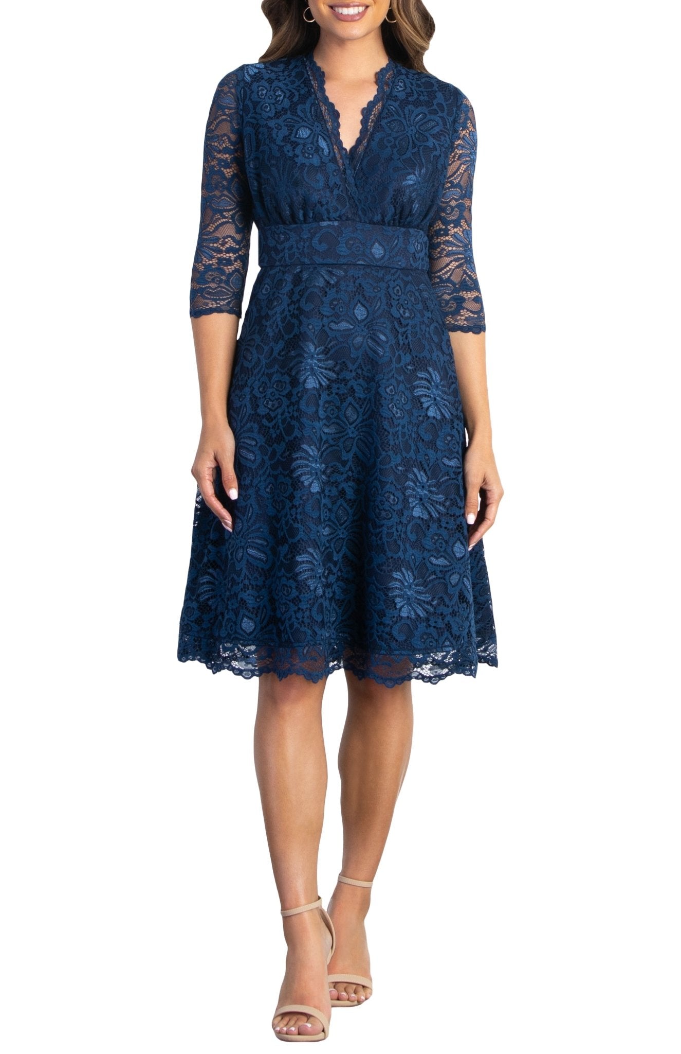 Kiyonna Women's Mademoiselle Lace Cocktail Dress with Sleeves