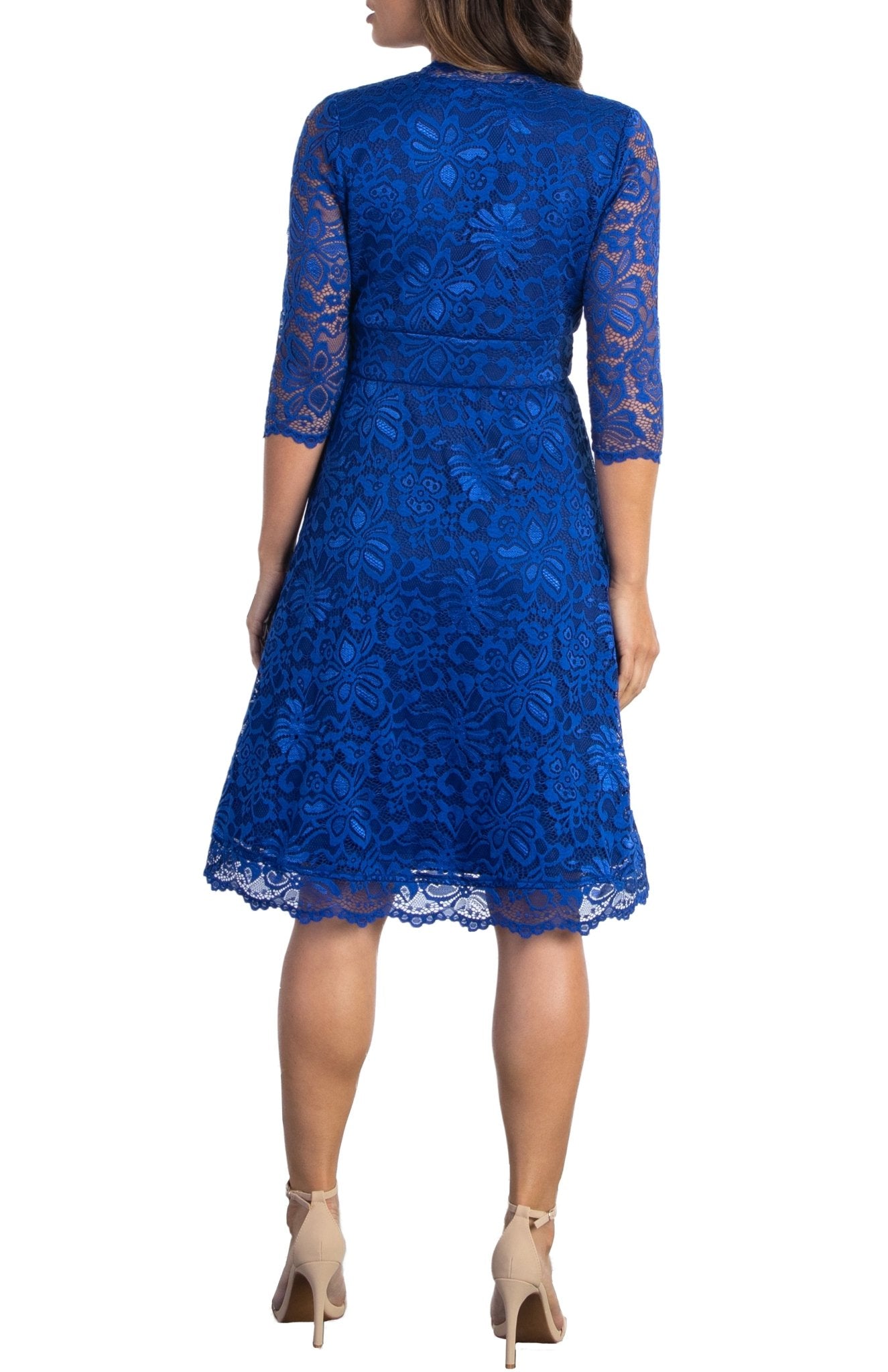 Kiyonna Women's Mademoiselle Lace Cocktail Dress with Sleeves - Onyx Kiyonna Women's Mademoiselle Lace Cocktail Dress with Sleeves - Onyx