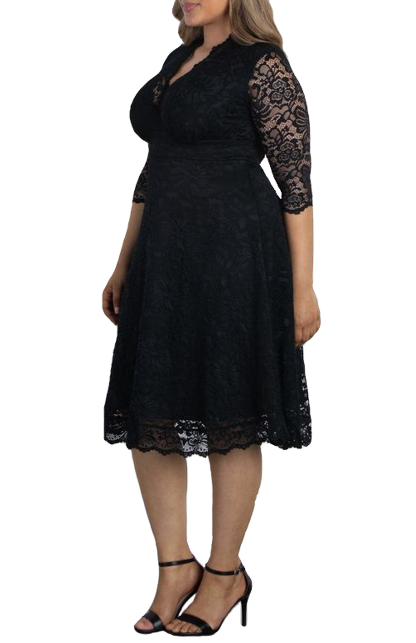 Plus Size Mademoiselle Lace Cocktail Dress Navy / 2X (18-20)