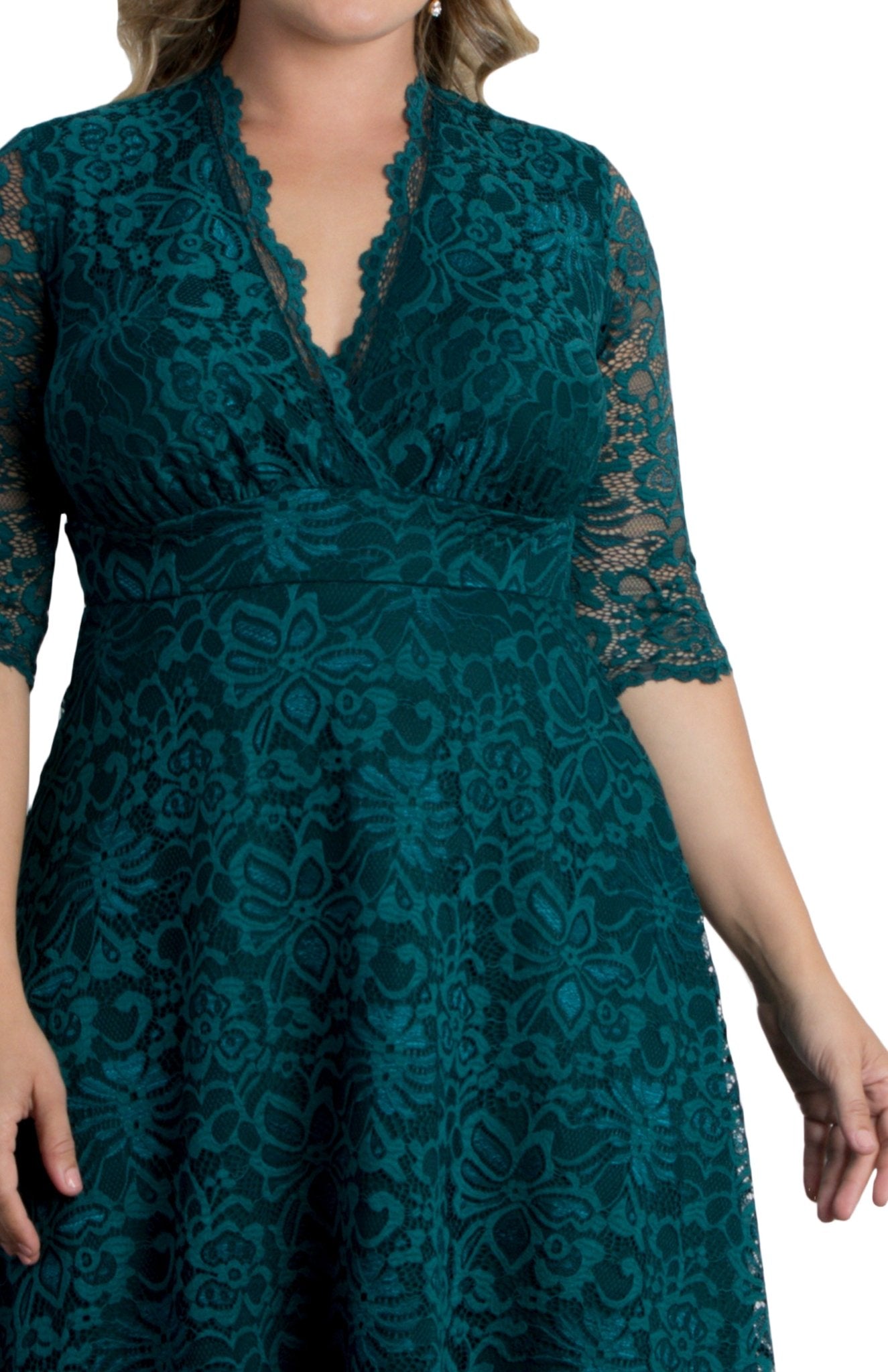 Mademoiselle Lace Cocktail Dress - Plus Emerald Green / 5X Mademoiselle Lace Cocktail Dress - Plus Emerald Green / 5X