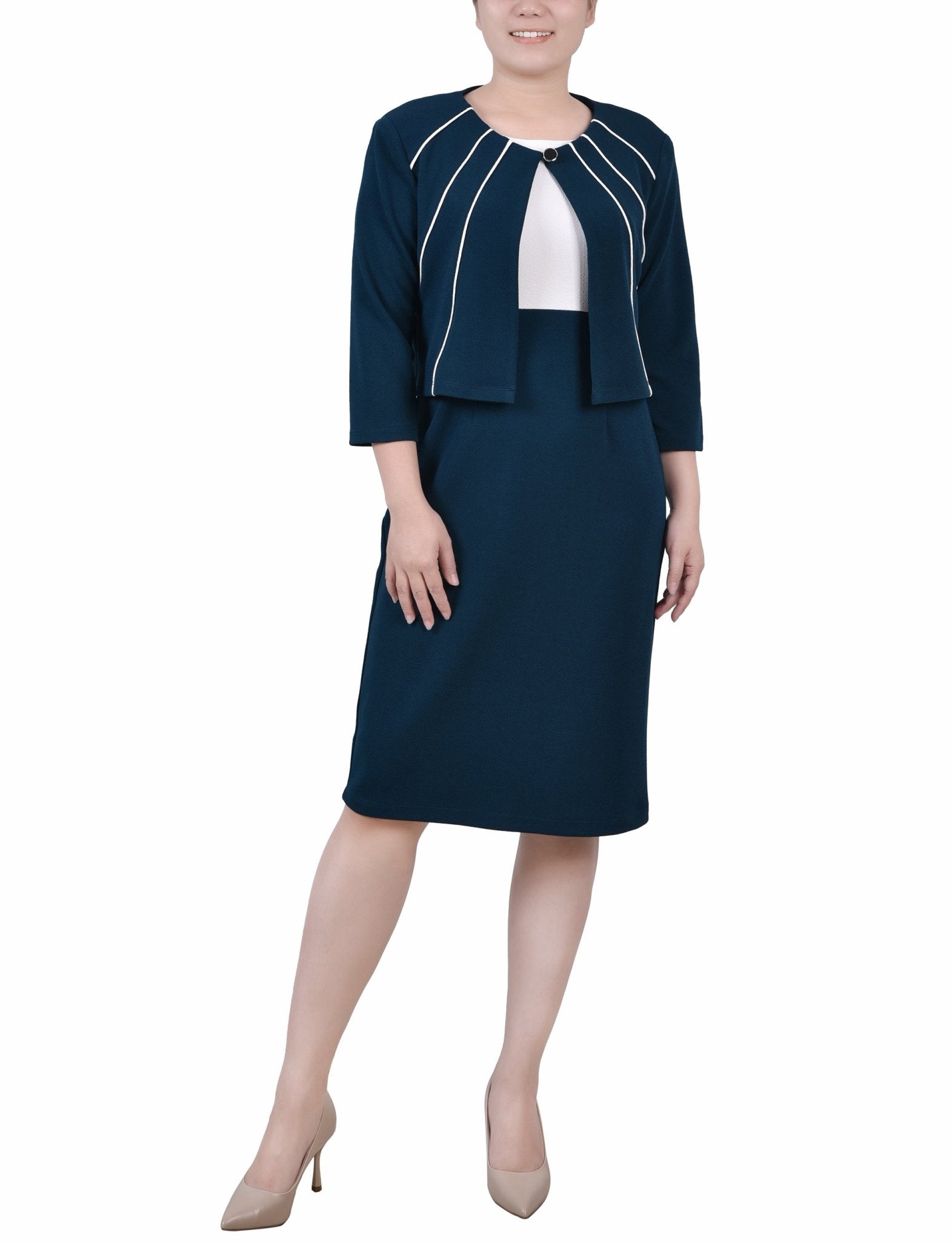 Mallard 2 Piece Colorblocked Dress Set - DressbarnKnee Length & Midi Dresses