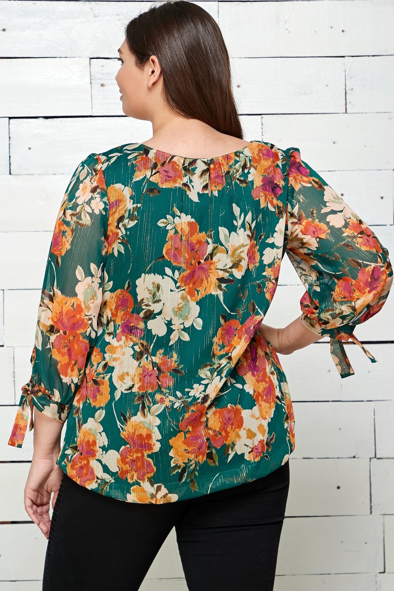 Marigold Print Chiffon Blouse - Plus - DressbarnShirts & Blouses