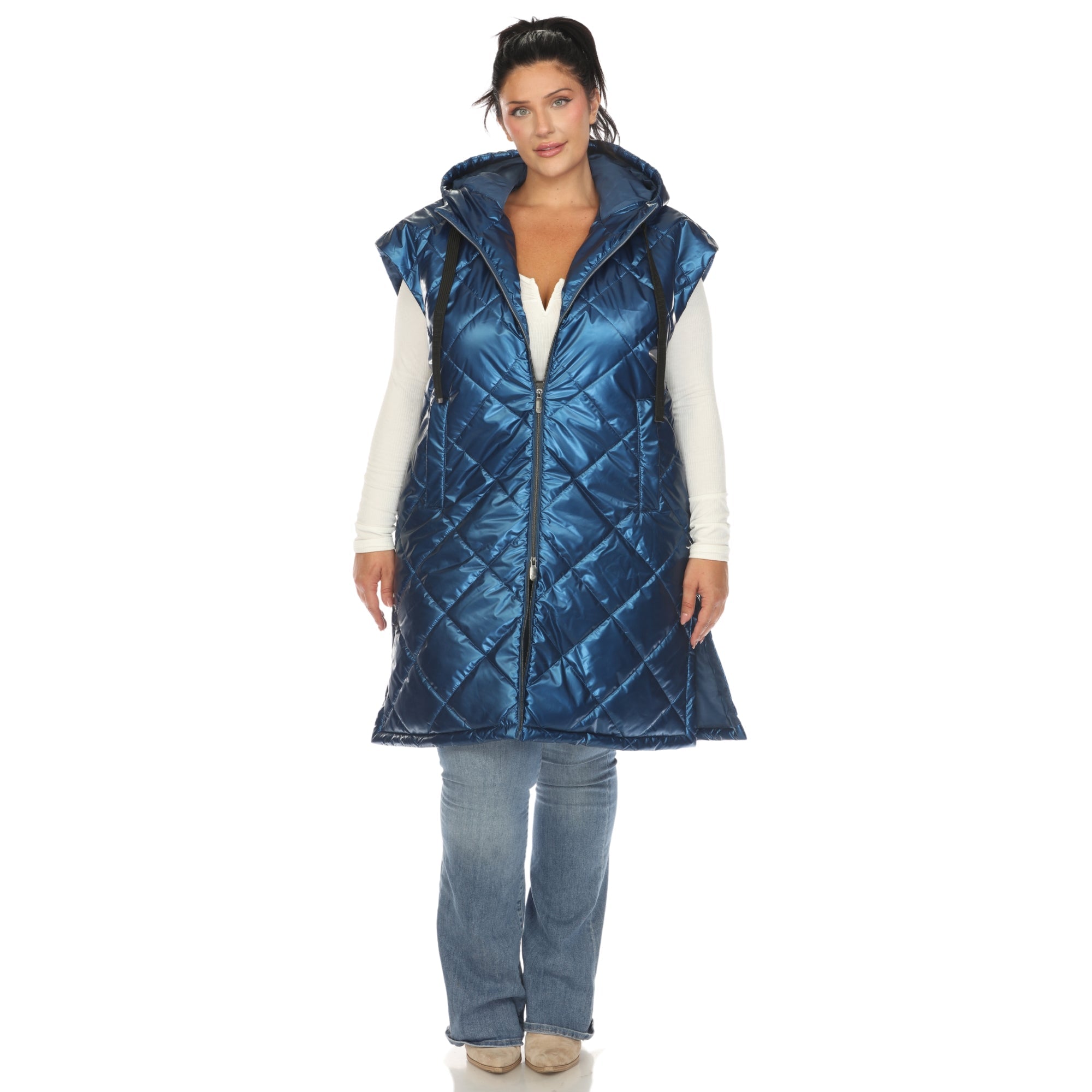 Metallic Diamond Quilted Puffer Vest - Plus - DressbarnCoats & Jackets