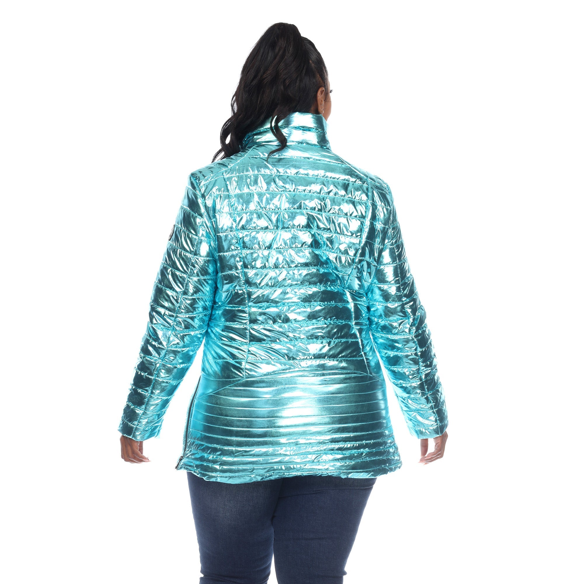 Metallic Puffer Coat - Plus - DressbarnCoats & Jackets