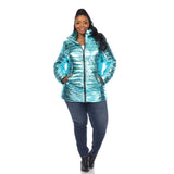 Metallic Puffer Coat - Plus - DressbarnCoats & Jackets