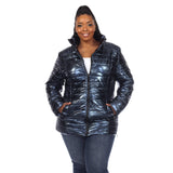 Metallic Puffer Coat - Plus - DressbarnCoats & Jackets