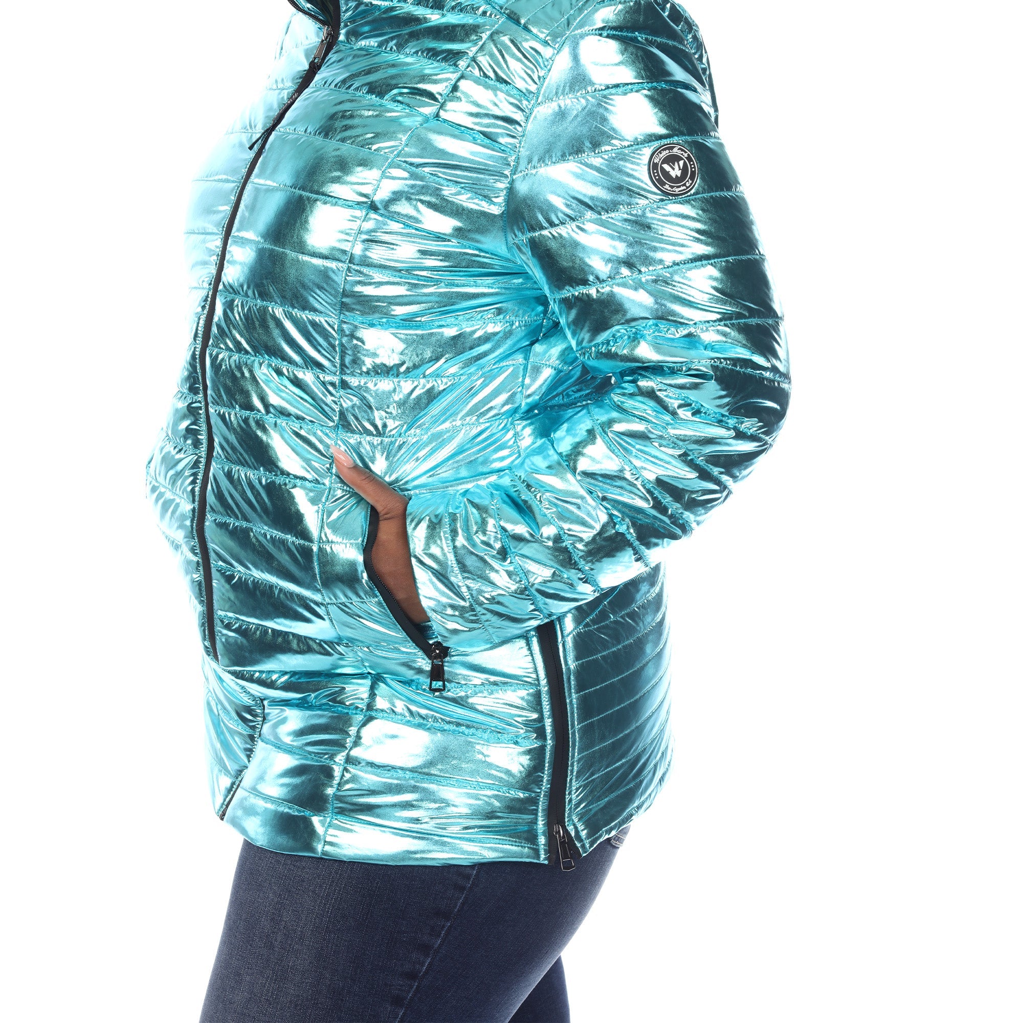 Metallic Puffer Coat - Plus - DressbarnCoats & Jackets