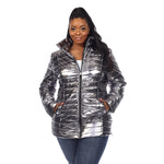 Metallic Puffer Coat - Plus - DressbarnCoats & Jackets