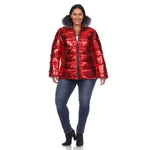 Metallic Puffer Coat with Hoodie - Plus - DressbarnCoats & Jackets