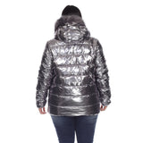 Metallic Puffer Coat with Hoodie - Plus - DressbarnCoats & Jackets