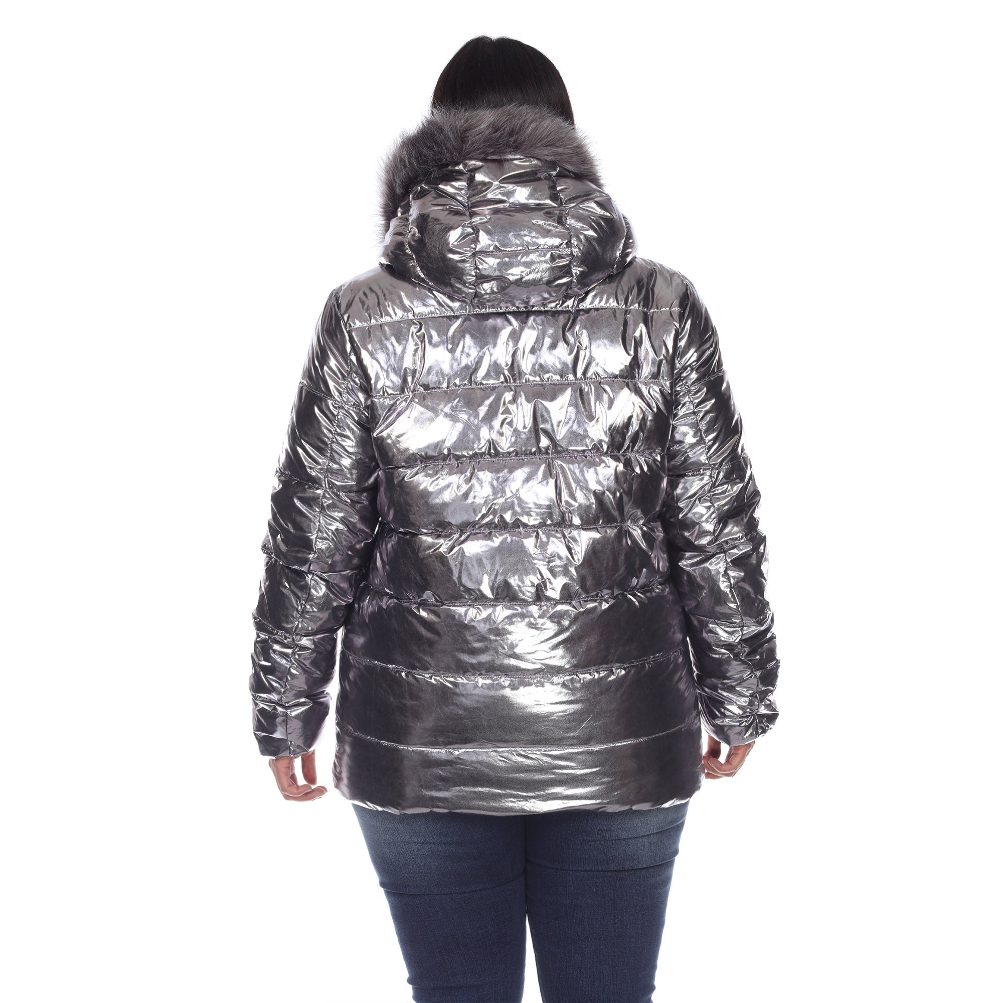 Metallic Puffer Coat with Hoodie - Plus - DressbarnCoats & Jackets