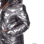 Metallic Puffer Coat with Hoodie - Plus - DressbarnCoats & Jackets