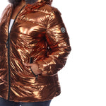 Metallic Puffer Coat with Hoodie - Plus - DressbarnCoats & Jackets