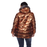 Metallic Puffer Coat with Hoodie - Plus - DressbarnCoats & Jackets