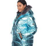 Metallic Puffer Coat with Hoodie - Plus - DressbarnCoats & Jackets