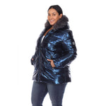 Metallic Puffer Coat with Hoodie - Plus - DressbarnCoats & Jackets