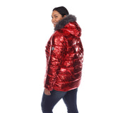 Metallic Puffer Coat with Hoodie - Plus - DressbarnCoats & Jackets