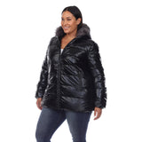 Metallic Puffer Coat with Hoodie - Plus - DressbarnCoats & Jackets