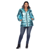 Metallic Puffer Coat with Hoodie - Plus - DressbarnCoats & Jackets