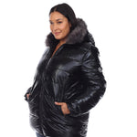 Metallic Puffer Coat with Hoodie - Plus - DressbarnCoats & Jackets