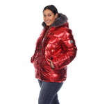 Metallic Puffer Coat with Hoodie - Plus - DressbarnCoats & Jackets