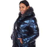 Metallic Puffer Coat with Hoodie - Plus - DressbarnCoats & Jackets