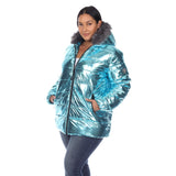 Metallic Puffer Coat with Hoodie - Plus - DressbarnCoats & Jackets