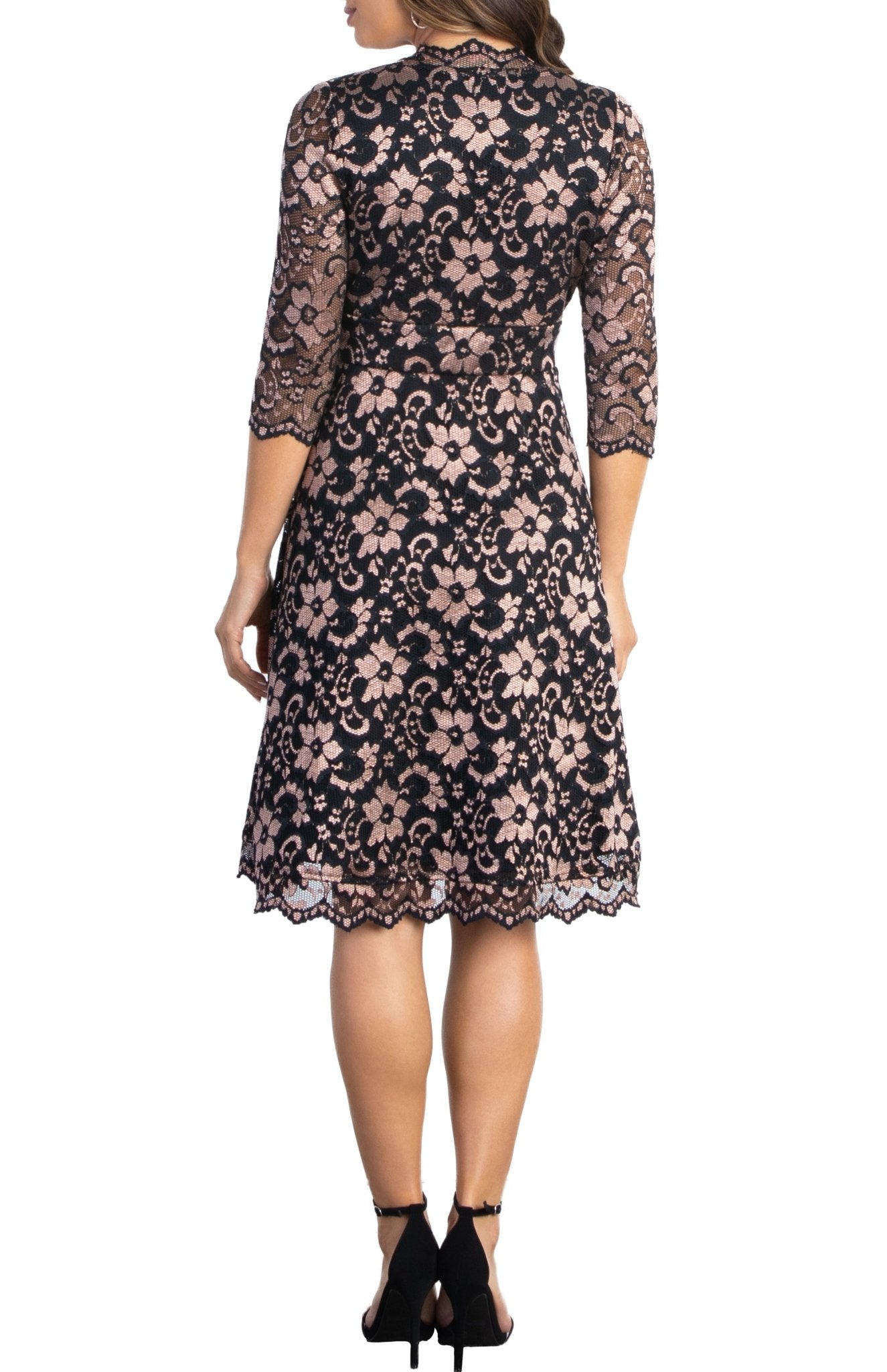 Kiyonna Women's Mon Cherie Floral Lace Cocktail Dress - Violet Noir Kiyonna Women's Mon Cherie Floral Lace Cocktail Dress - Violet Noir