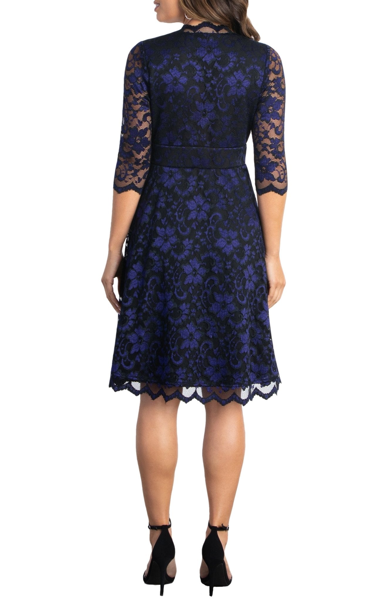 Kiyonna Women's Mon Cherie Floral Lace Cocktail Dress - Violet Noir Kiyonna Women's Mon Cherie Floral Lace Cocktail Dress - Violet Noir