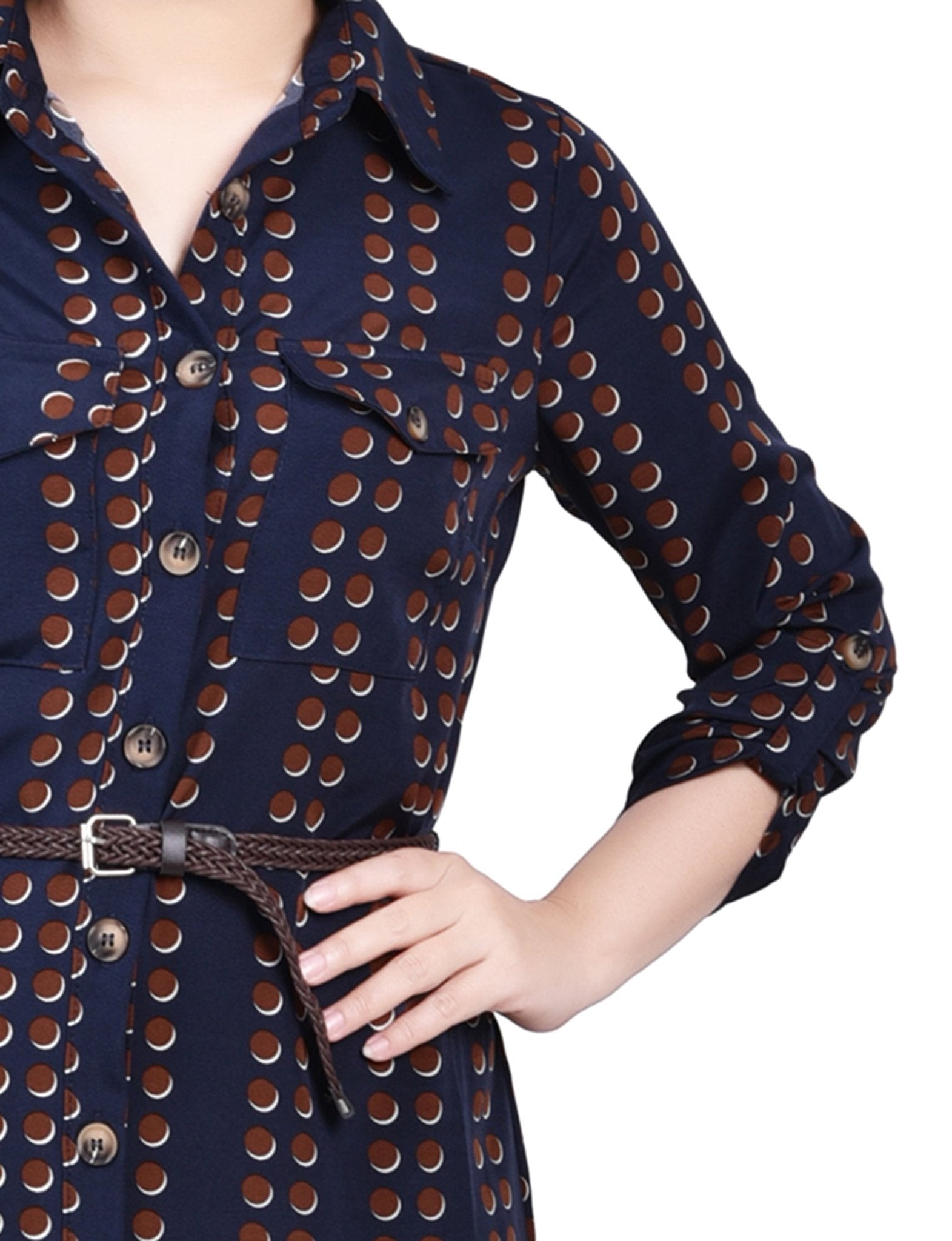 petite long sleeve shirt dress Women's Petite White Asymmetric Button Down Long Sleeve Shirt Dress