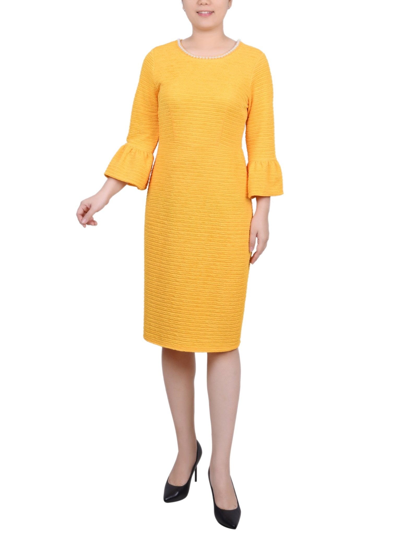 NY Collection 3/4 Length Pearl Detail Dress - Petite - DressbarnDresses