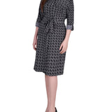 NY Collection 3/4 Roll Tab Sleeve Belted Shirtdress - Petite - DressbarnShirt Dresses