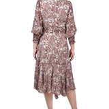 NY Collection 3/4 Sleeve Belted Chiffon Hankerchief Hem Dress - Petite - DressbarnDresses