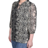 NY Collection 3/4 Sleeve Chiffon Blouse - Petite - DressbarnShirts & Blouses