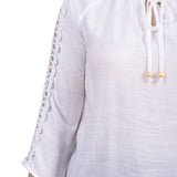 NY Collection 3/4 Sleeve Crochet Detail Blouse - DressbarnShirts & Blouses