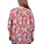 NY Collection 3/4 Sleeve Drawstring Neck Blouse - Petite - DressbarnShirts & Blouses