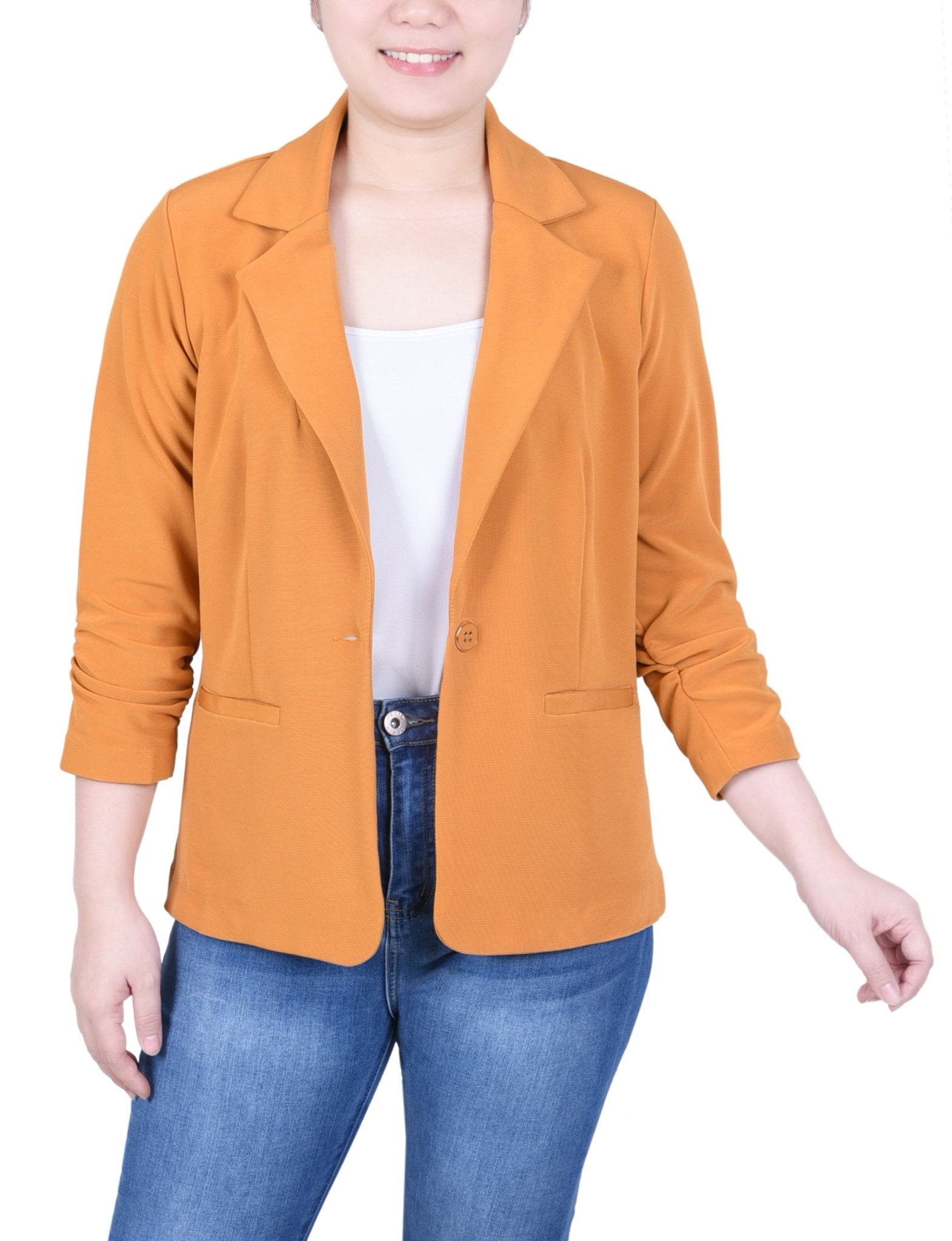 NY Collection 3/4 Sleeve Knit Ottoman Jacket - Petite - DressbarnCoats & Jackets