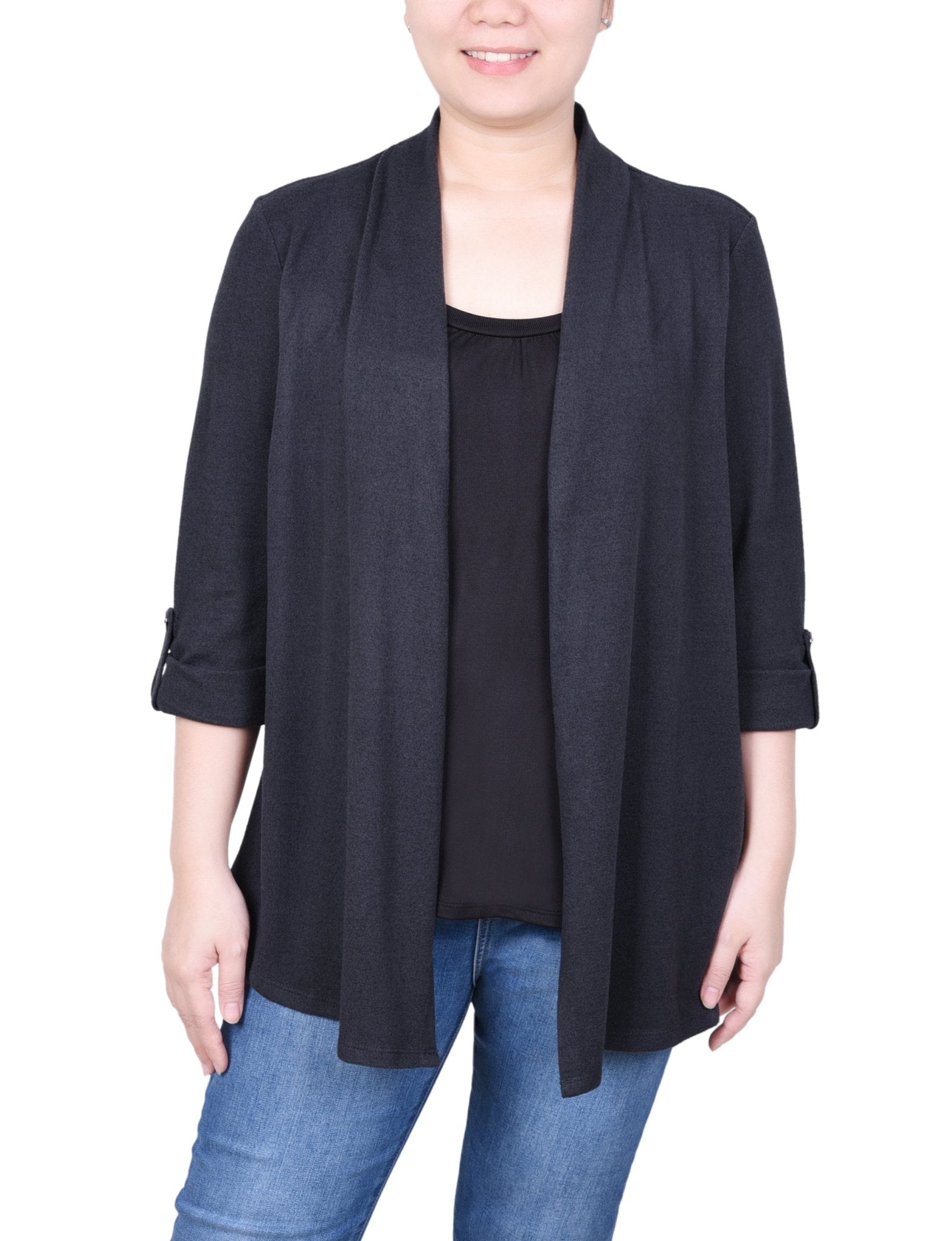 NY Collection 3/4 Sleeve Two In One Top - Petite - DressbarnShirts & Blouses