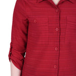 NY Collection 3/4 Sleeve Woven Jacquard Blouse - Petite - DressbarnShirts & Blouses