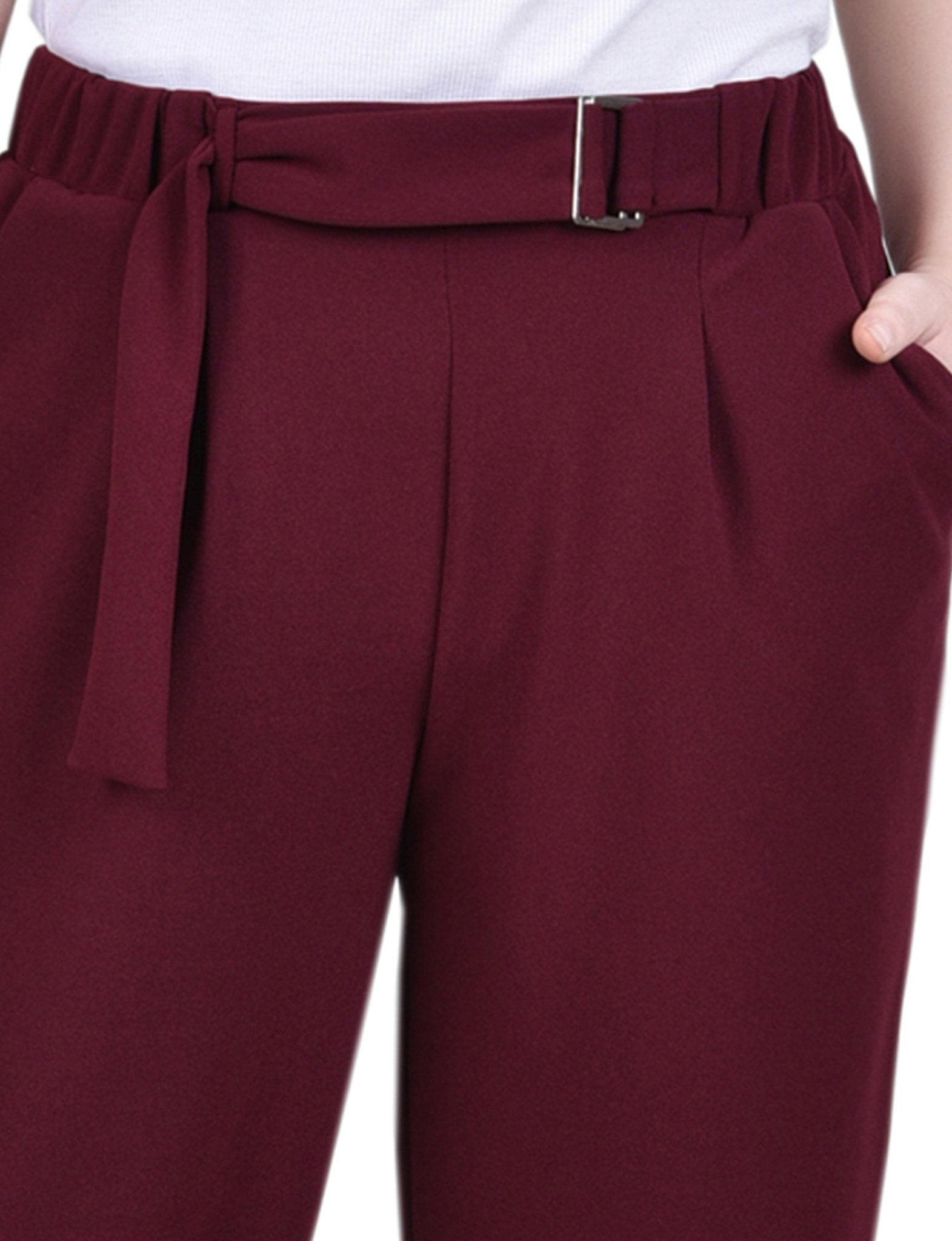 NY Collection Belted Scuba Crepe Pants - Petite - DressbarnPants