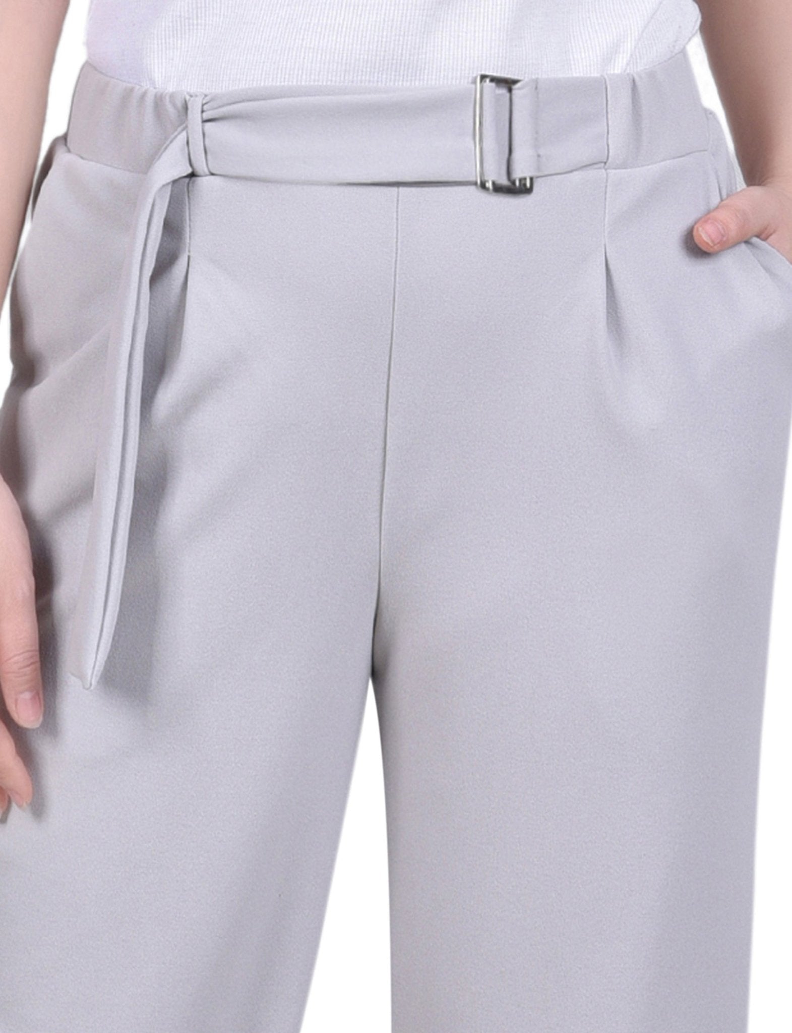 NY Collection Belted Scuba Crepe Pants - Petite - DressbarnPants