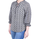 NY Collection Chiffon Sleeve Knit Top - Petite - DressbarnShirts & Blouses