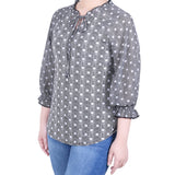 NY Collection Chiffon Sleeve Knit Top - Petite - DressbarnShirts & Blouses