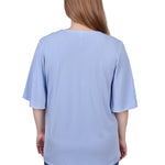 NY Collection Elbow Sleeve Tie-Front Top - DressbarnShirts & Blouses