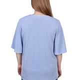 NY Collection Elbow Sleeve Tie-Front Top - DressbarnShirts & Blouses